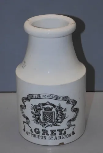 -ANCIEN POT MOUTARDE GREY POUPON CERAMIQUE EPAISSE GIEN déco TABLE VITRINE  D