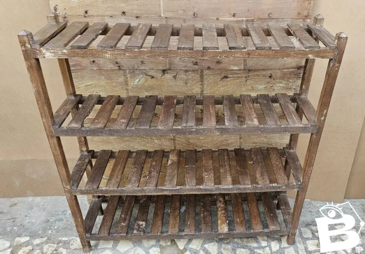 Ancien rack - étagère datelier en teck birman