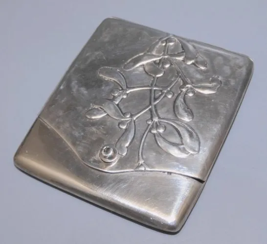 -ANCIEN SUPPORT BOITE ALLUMETTES BRANCHE DE GUI ARGENT ALLEMAND 800e  D