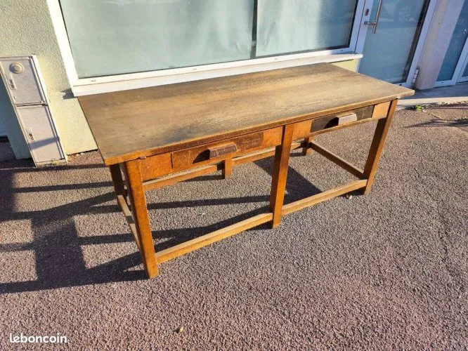 Ancien table de métiers établi bois massif