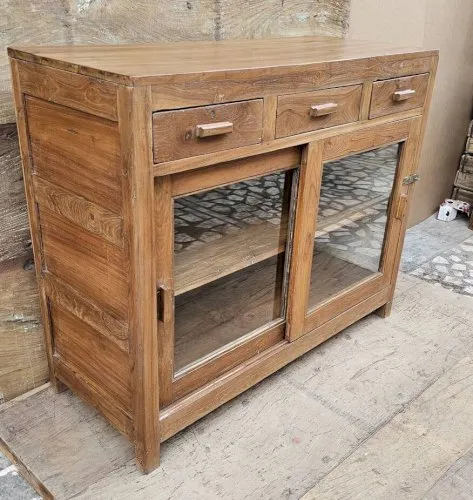 Ancien vaisselier en teck birman