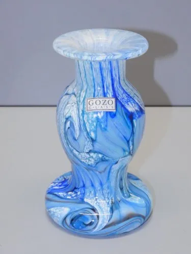 -ANCIEN VASE PATE de VERRE GOZO GLASS signé en dessous COLLECTION déco XXe  D