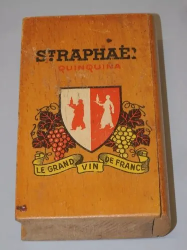 - ANCIENNE BOITE A CARTE BOIS PUBLICITE SAINT RAPHAEL QUINQUINA VIDE BISTROT D