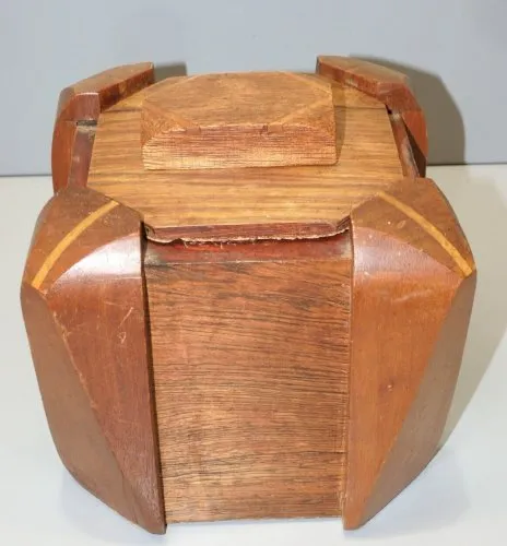 -ANCIENNE BOITE A TABAC ART DECO en BOIS gravée PEHEM Déposé OBJET FUMEUR  D