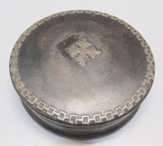 -ANCIENNE BOITE RONDE NAPOLEON III CARTON BOUILLI TABATIERE SNUFF BOX XIXe  D