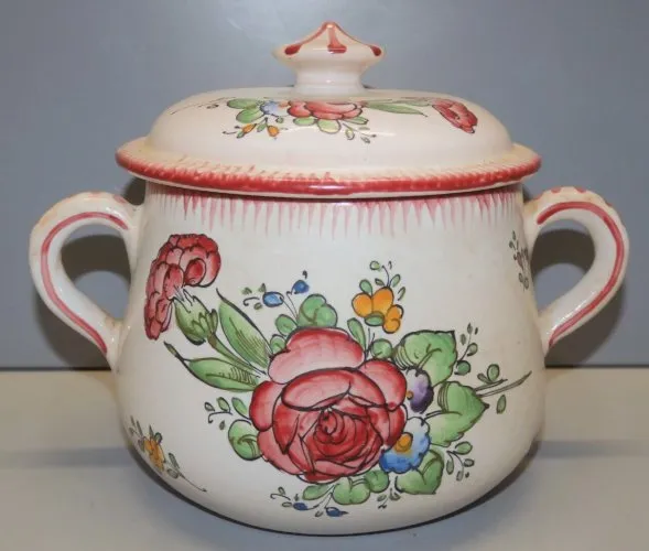 -ANCIENNE BONBONNIERE POT COUVERT CERAMIQUE ALFRED RENOLEAU signée AR.A déco D