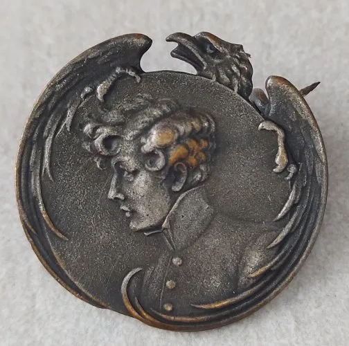 Ancienne broche en métal argenté, Napoléon II l'aiglon / aigle