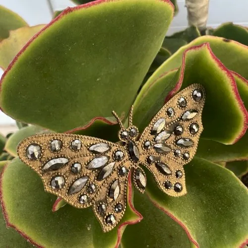 Ancienne broche papillon XIXe siècle clou acier biseauté unisexe collection