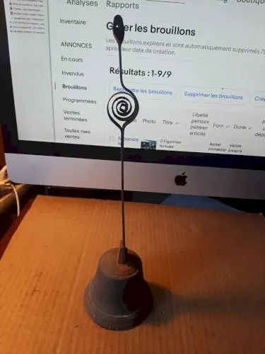 Ancienne cloche de porte de commerce en bronze - Sonnette de portail