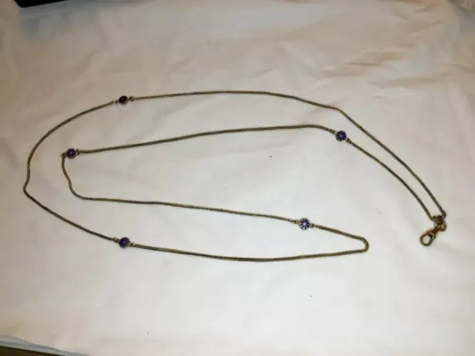 Ancienne Collier Grande Châtelaine Chaîne De Montre A Gousset