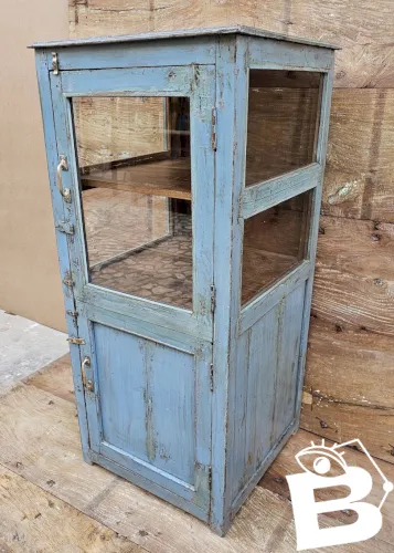 Ancienne colonne vitrée en teck birman