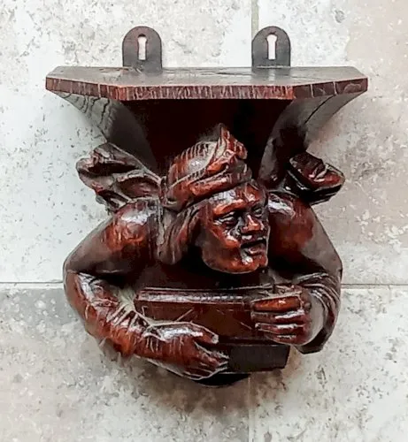 Ancienne Console D Applique Étagère Bois Sculpté Style Néo Gothique