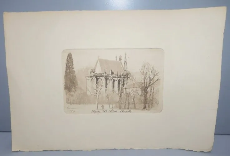 -ANCIENNE EAU FORTE LA SAINTE CHAPELLE signée à déchiffrer COLLECTION  D