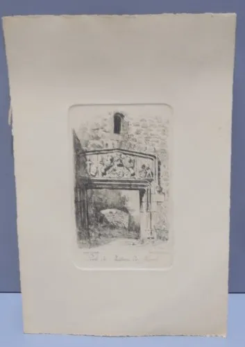 -ANCIENNE EAU FORTE PORTE du CHATEAU de MUROLS signée CH JAFFEUX COLLECTION  D