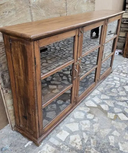 Ancienne enfilade vitrée en teck birman