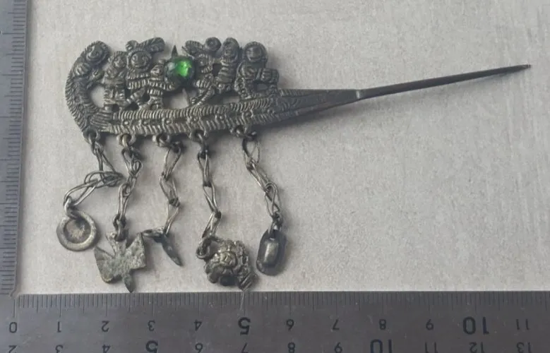 Ancienne épingle à cheveux ethnique, tupu / péruvienne