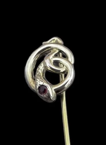 Ancienne Épingle À Cravate Art Nouveau Serpent Unisexe, Collection Murat