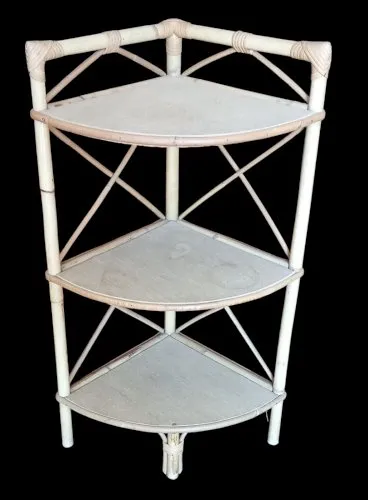 Ancienne étagère D Angle bibliothèque Rotin Vintage Old rattan bookcase shelf
