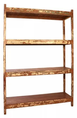 Ancienne étagère d’atelier en teck birman patine teck - écrue d’origine