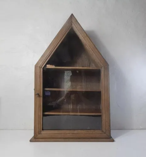 ancienne étagère niche à statue vitrée