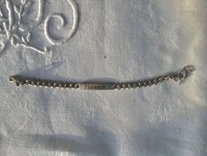 Ancienne gourmette bracelet en argent massif prénom Florence