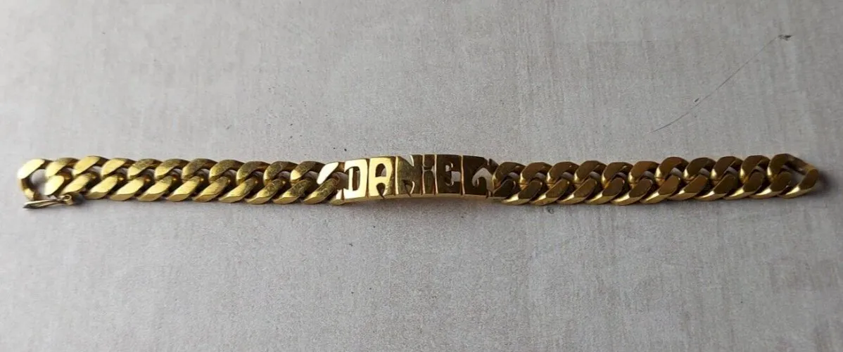 Ancienne gourmette Daniel, en plaqué or, vintage