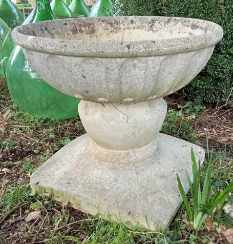 Ancienne Grande Vasque Jardinière Bain Oiseau Pierre Jardin Extérieur Ancien