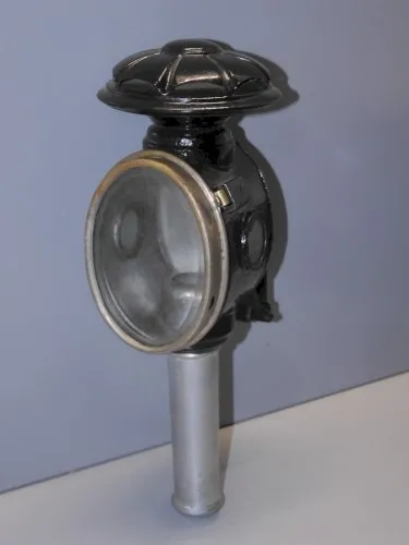 -ANCIENNE LANTERNE A BOUGIE TOLE PEINTE ( REPEINTE ) VERRE Biseauté d'origine D