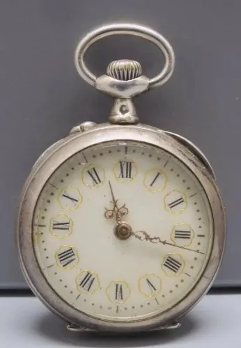 -ANCIENNE MONTRE de COL BOITIER ARGENT DOS OISEAUX Dorés COLLECTION  D