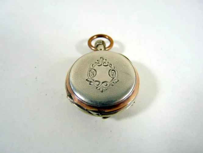 Ancienne montre gousset argent massif & or suisse XIX gravé & guilloché poinçons