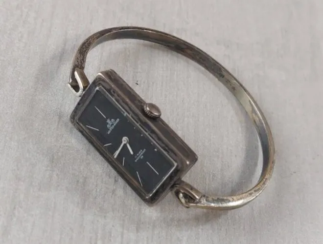 Ancienne montre mécanique, bracelet femme, en argent, Meister Anker
