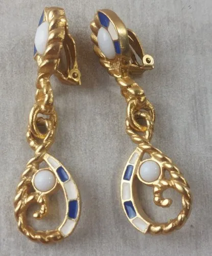 Ancienne paire de boucles d'oreilles, clip, Guy Laroche, vintage