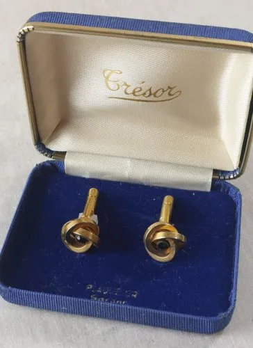 Ancienne paire de boutons de manchette, en plaqué or