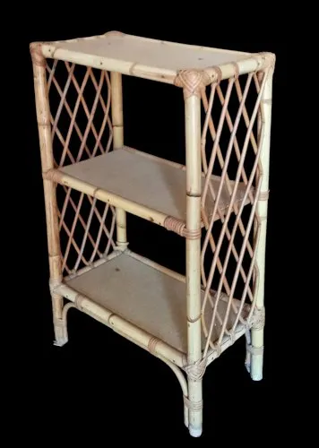 Ancienne Petite étagère bibliothèque Rotin Vintage Old rattan bookcase shelf
