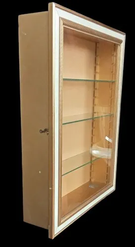 Ancienne petite Vitrine murale En Bois Doré /3 Etagères Petit Mobilier Ancien