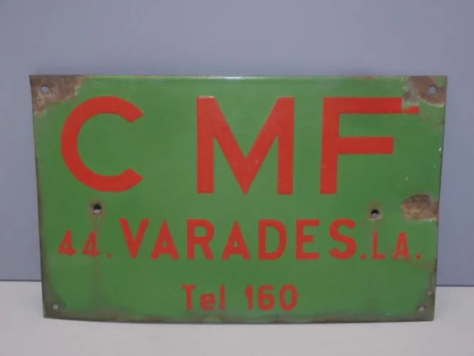 -ANCIENNE PLAQUE EMAILLEE CMF 44 VARADES L.A Tél 160 COLLECTION VITRINE DECO