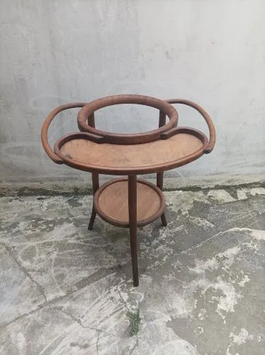 Ancienne table de barbier toilette bois courbé style Baumann vintage