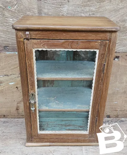 Ancienne vitrine Art déco en teck birman