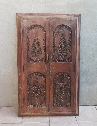 Anciennes portes de placard, bibliothèque murale en hêtre (1)