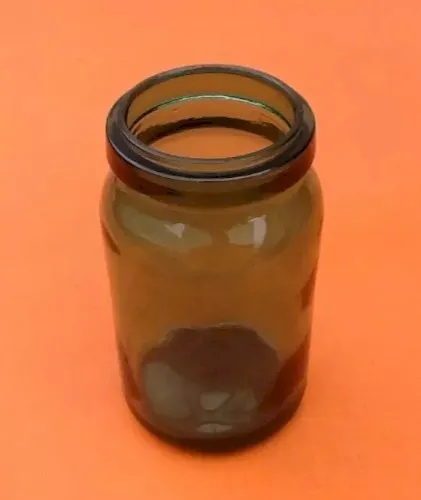 Années 1970  Pot / Bocal vintage  Verre moulé vert transparent