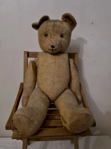 Antic teddy bear, ours en peluche Yeux Verre , Paille, ancien ( steiff ?)