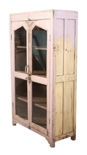 Armoire vitrée ancienne en teck birman
