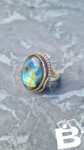 Bague ancienne en argent - pierre labradorite