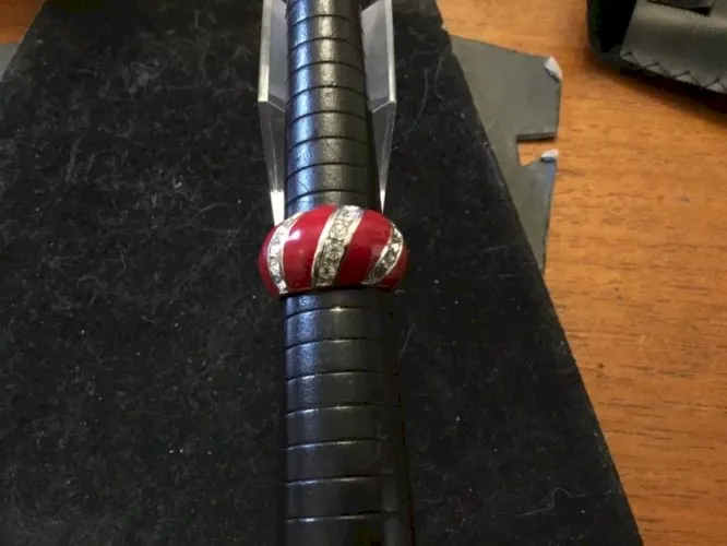 Bague ancienne vermeil argent zircon taille 52