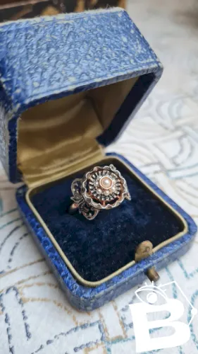 Bague ancienne vermeil avec perles- Bague antique
