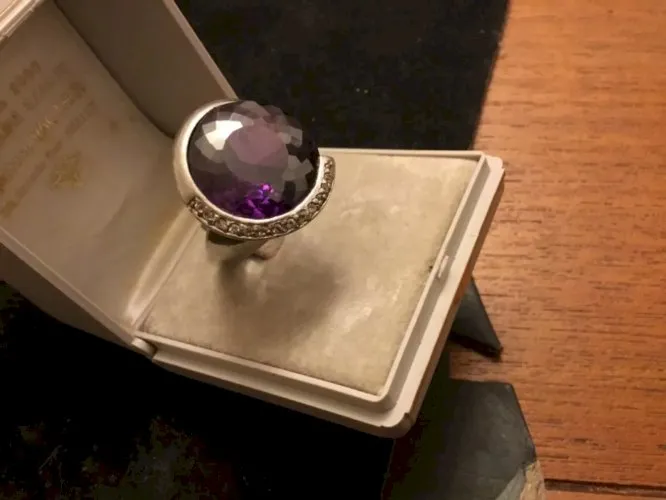 Bague argent 925 amethyste a facetté 17 mm de diametre taille 52