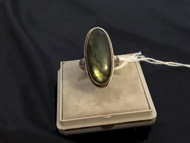 Bague , Argent 925 massif et LABRADORITE lithotherapie reiki taille 56