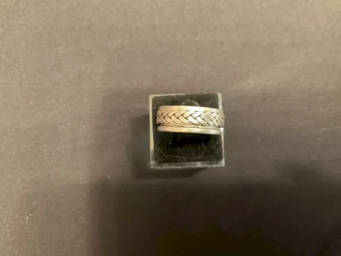 Bague argent a système décor tressage (T61)