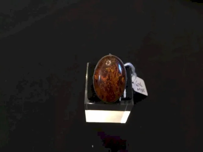 Bague argent ambre ovale