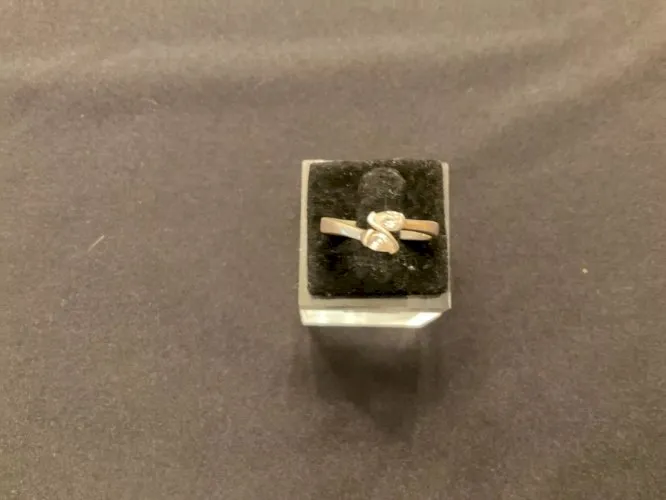 Bague argent avec deux pierres strass rose incrusté (T57)